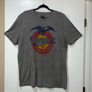 Miller Beer Unisex / Men's Party Retro Lightweight Casual Gray T-Shirt. Size XL